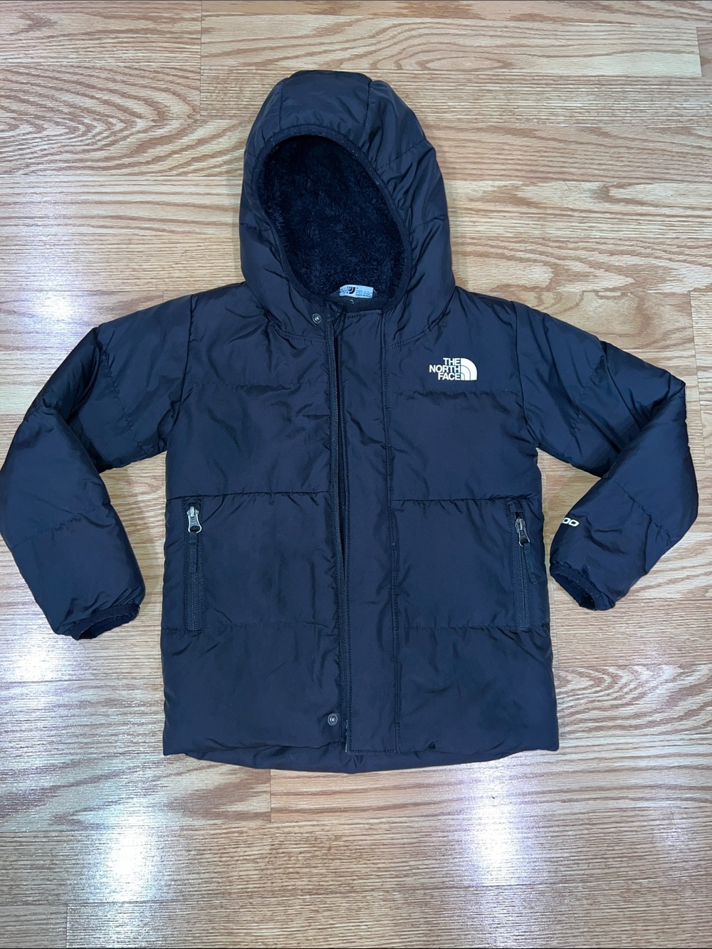 The North Face Kids Black Hooded Puffer Coat